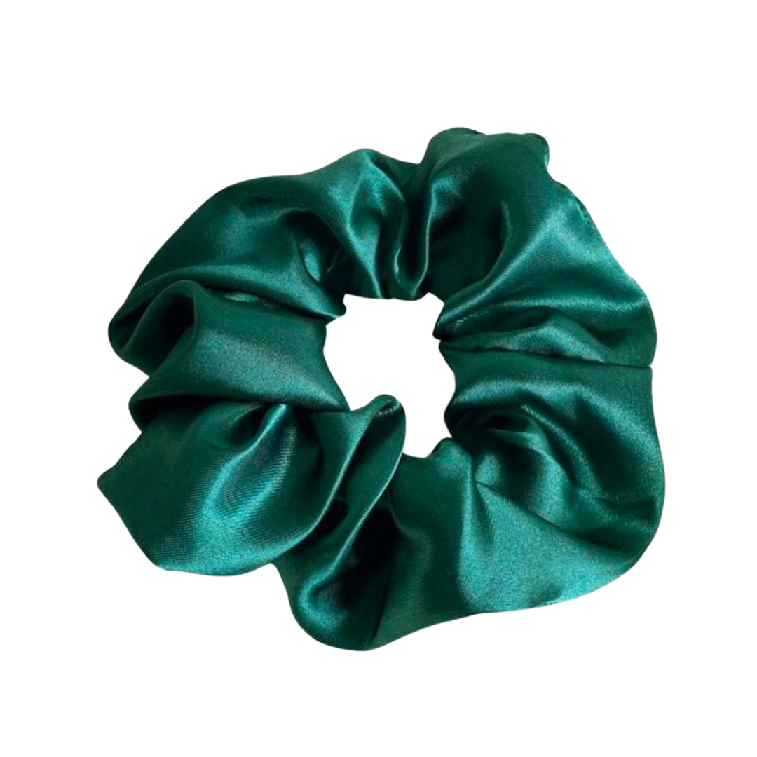 Green satin hair scrunchie (2 uni)